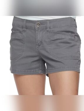 UNIONBAY Delaney Stretch Twill Gray Shorts Juniors 7 Summer Outdoor Mid Rise
